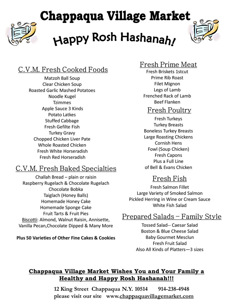 Rosh Hashanah Menu Chappaqua Village Market Chappaqua Village Market